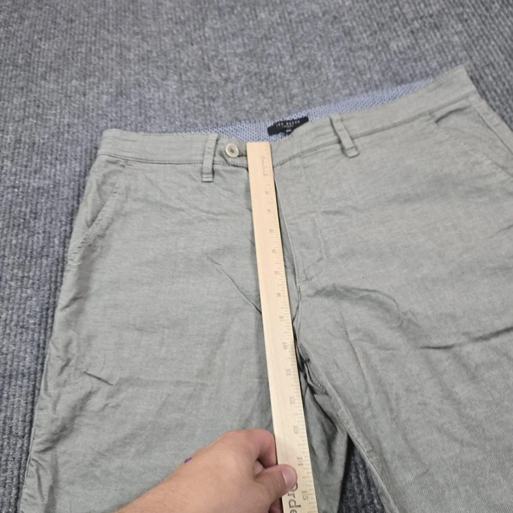 Ted Baker Shorts Mens 36 Gray Olive Stretch Chino Flat Front Casual 9"‎ Inseam - Picture 9 of 12